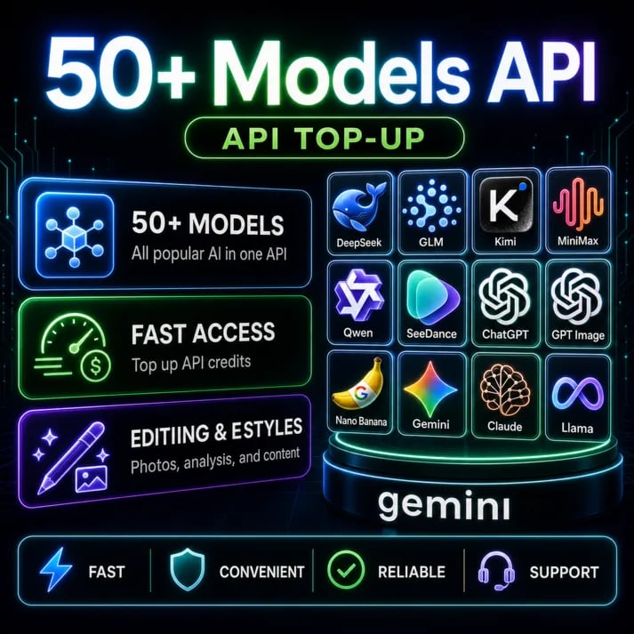 AI API пополнение $10 | 50+ нейросетей | DeepSeek GPT Gemini GLM | lizh.ai image 2